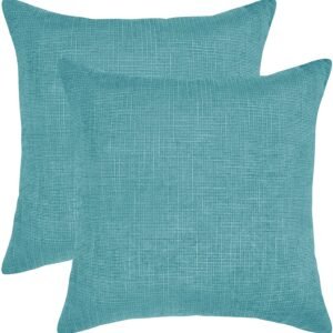 BLEUM CADE 2 Pack Teal Throw Pillow Covers - Chenille Decorative Pillow Covers