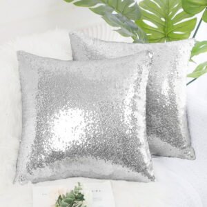 REGALWOVEN 2Pcs Decorative Sequin Throw Pillow Covers Cushion Covers for Party