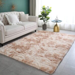 Cozydesg Soft Fluffy Modern Camel Area Rug, 8ft x 10ft